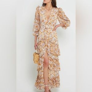 Print tiered maxi with belt. anthropology